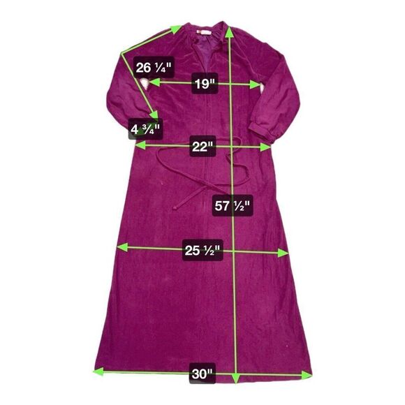 Vintage Loungees Purple Maroon Robe Drawstring Waist & Zipper Small Medium READ - Picture 8 of 10